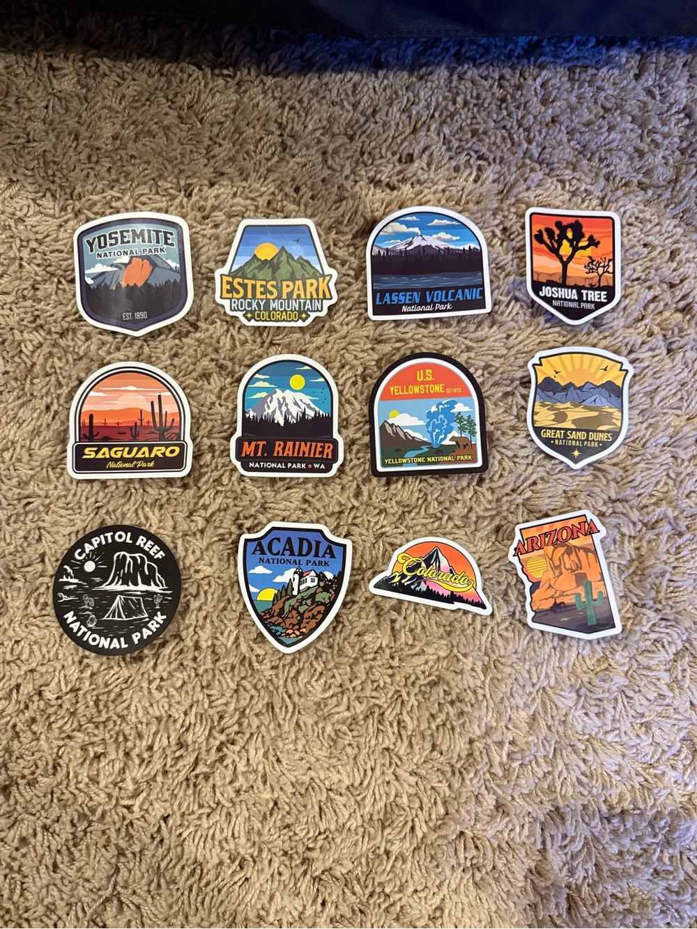 National Park/State Sticker Set - Multicolor Travel Decals